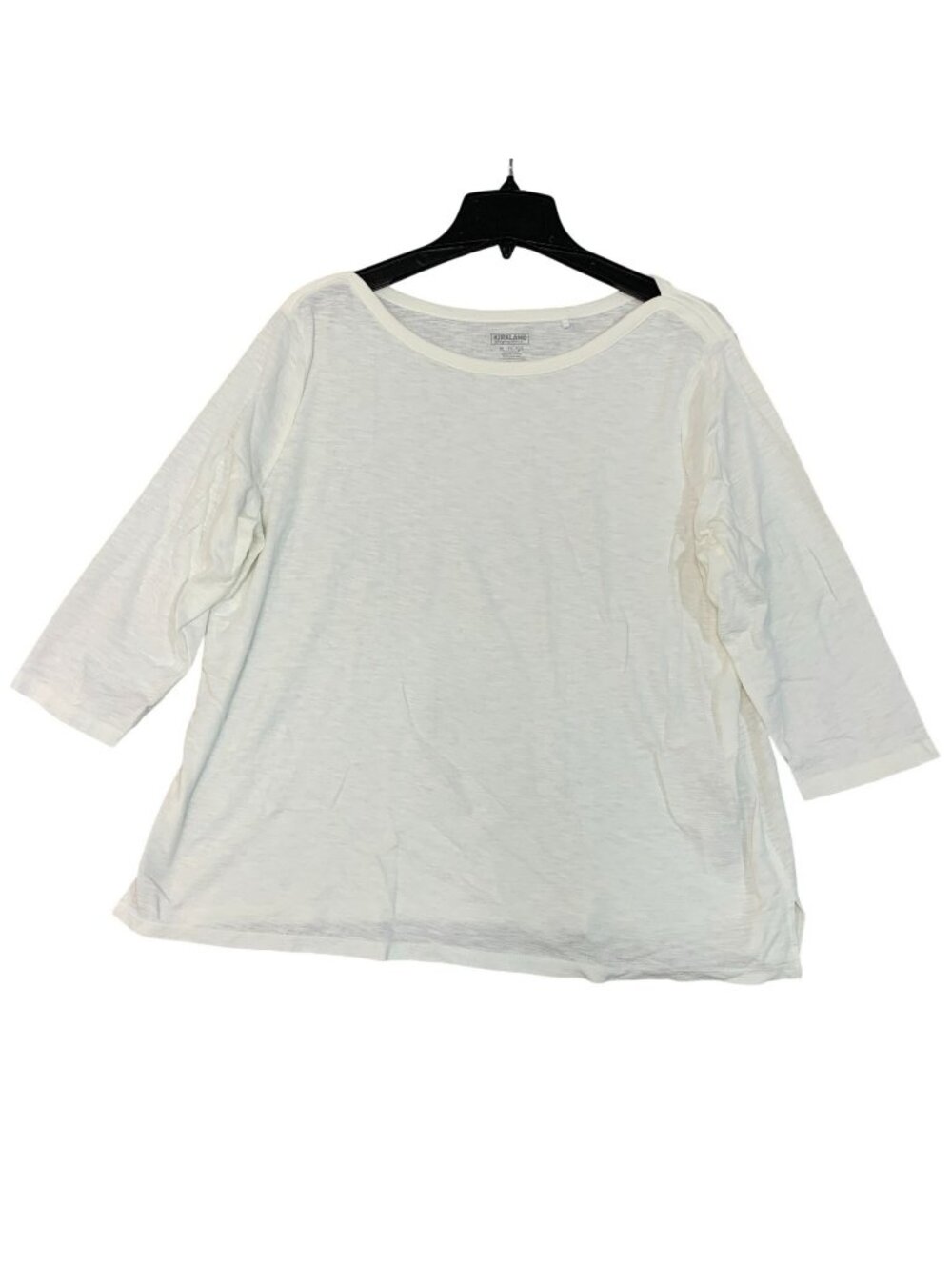 NWOT Kirkland Women's  XL  3/4 Sleeve Boatneck Slub Tee Ivory 100% Cotton